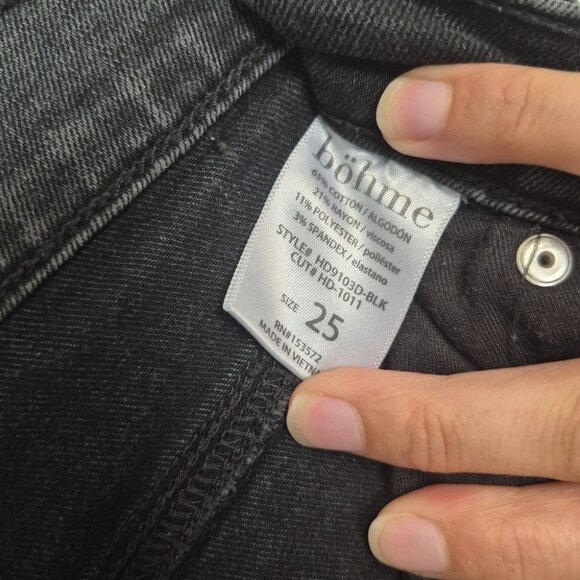 Böhme Womens High-Waisted Black Washed Straight-Leg Denim Jeans Size 25 - Picture 6 of 7